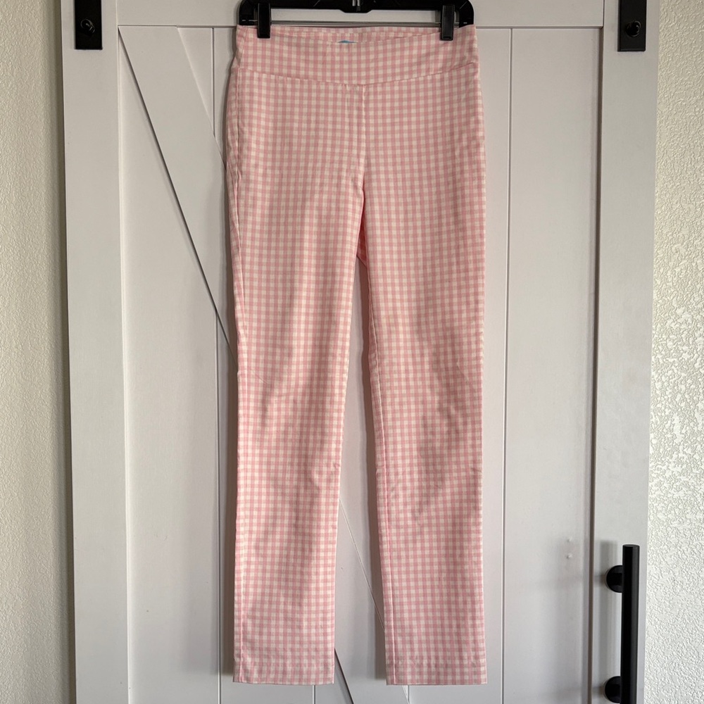 J. McLaughlin Pink and White Maisie Gingham Pants